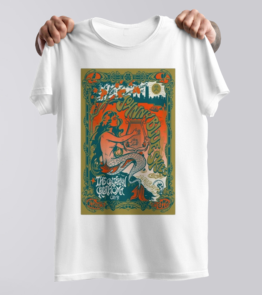 Johnny Blue Skies Oklahoma City Tour The Criterion October 8th 2024 Art Nouveau Mermaid T-Shirt