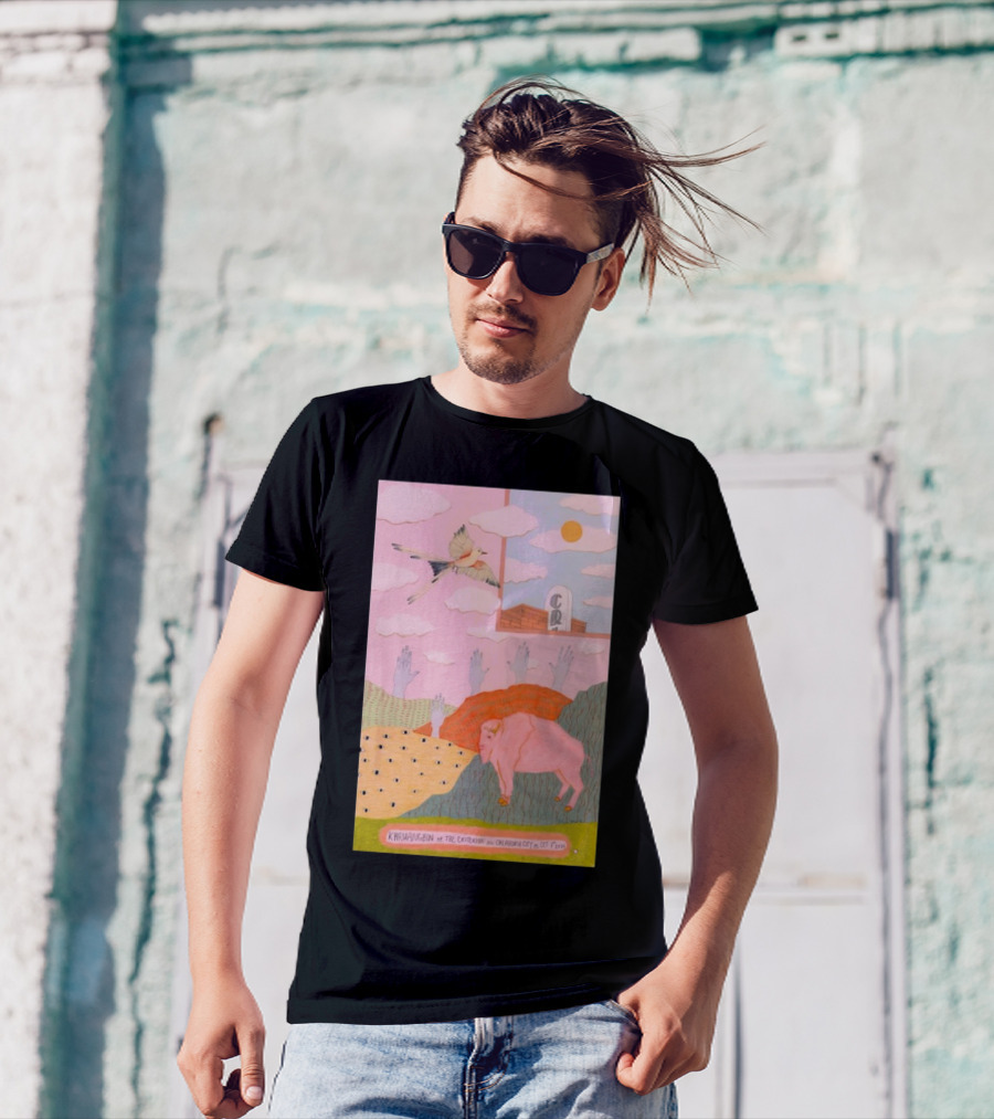 Khruangbin The Criterion Oklahoma City Oct 7 2024 Pink Bison And Bird T-Shirt