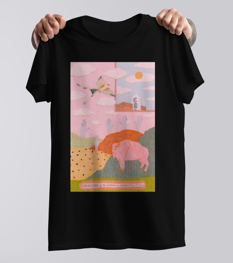 Khruangbin The Criterion Oklahoma City Oct 7 2024 Pink Bison And Bird T-Shirt