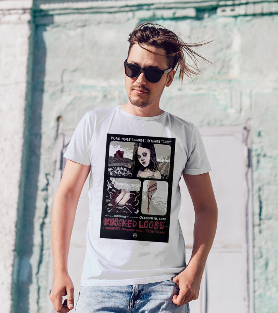 Pure Noise Records 15 Years Anniversary Knocked Loose House Of Blues Las Vegas October 18 2024 Counterparts Spanish Love Songs See You Space Cowboy T-Shirt