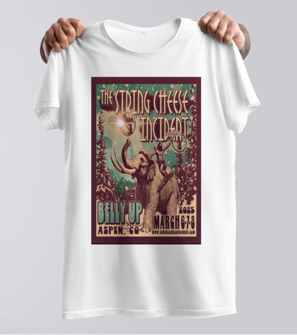 The String Cheese Incident March 6-8 2025 Belly Up Aspen CO Mammoth Adventure T-Shirt