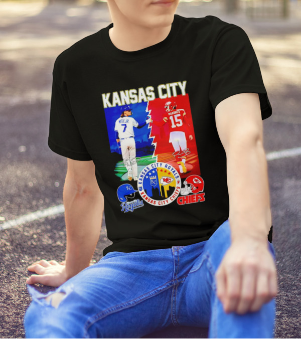 Kansas City Royals Witt Jr Chiefs Mahomes Signatures T-Shirt