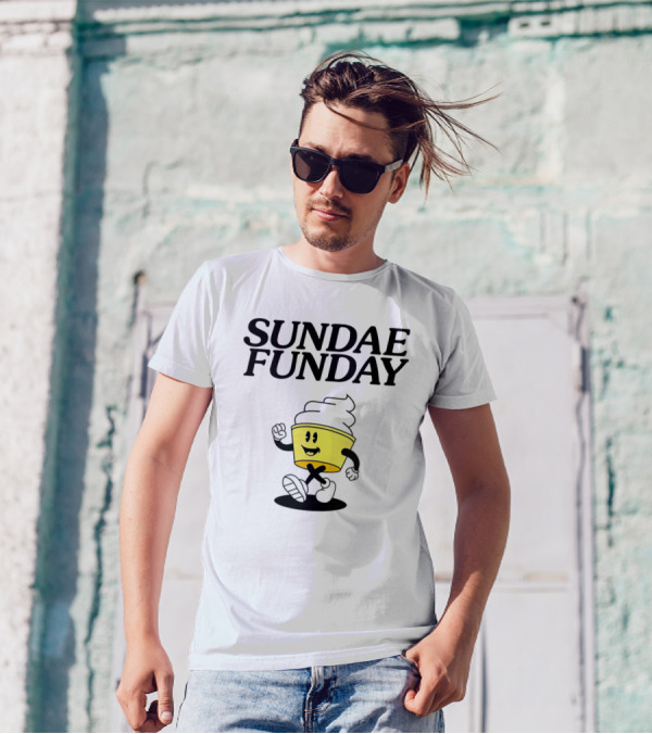 Sundae Funday Smiley Face Walking Ice Cream Cup T-Shirt
