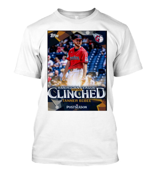 Tanner Bibee Cleveland Guardians American League Central Clinched MLB Postseason 2024 Topps T-Shirt