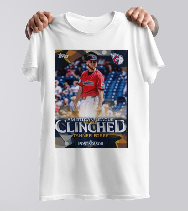 Tanner Bibee Cleveland Guardians American League Central Clinched MLB Postseason 2024 Topps T-Shirt