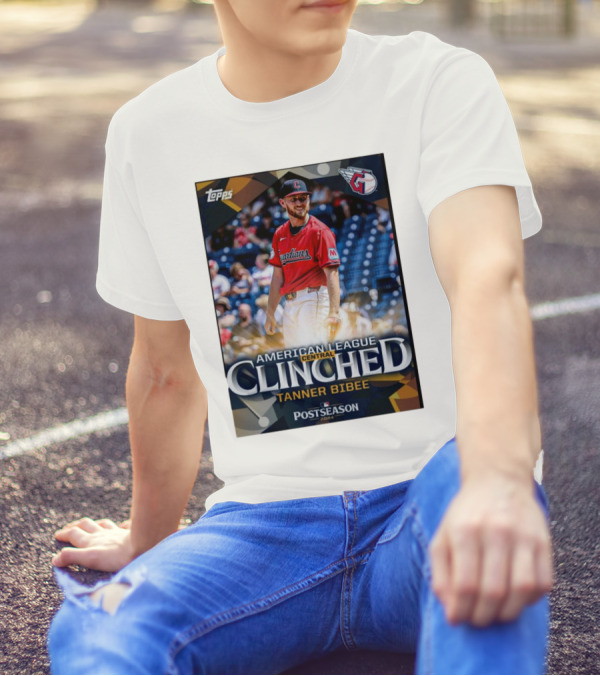 Tanner Bibee Cleveland Guardians American League Central Clinched MLB Postseason 2024 Topps T-Shirt