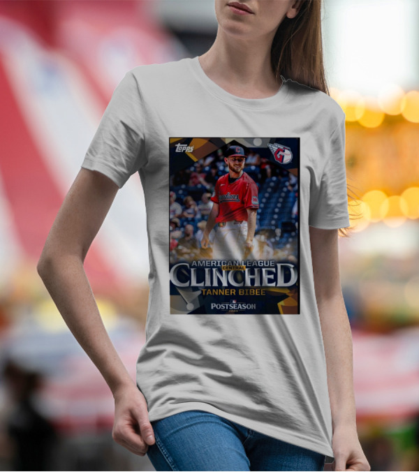 Tanner Bibee Cleveland Guardians American League Central Clinched MLB Postseason 2024 Topps T-Shirt