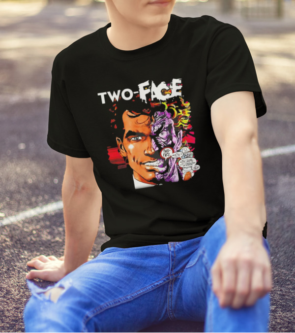 TWO-FACE DC Comics Character Split Face Villain Text Bubble T-Shirt
