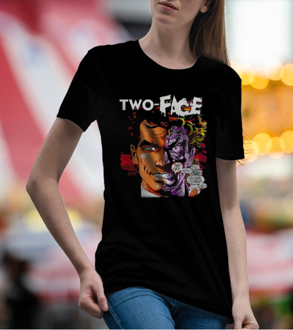 TWO-FACE DC Comics Character Split Face Villain Text Bubble T-Shirt