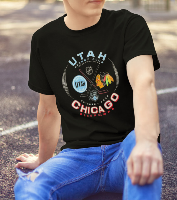 Utah Hockey Club Inaugural Game Vs. Chicago Blackhawks October 8, 2024 NHL T-Shirt