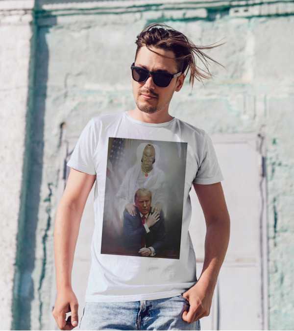 Yakub And Trump Iconic Painting With Flag Backdrop T-Shirt