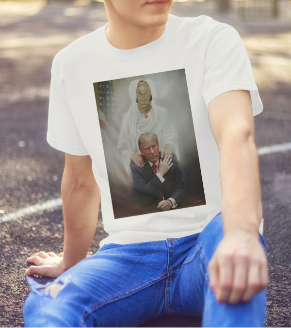Yakub And Trump Iconic Painting With Flag Backdrop T-Shirt