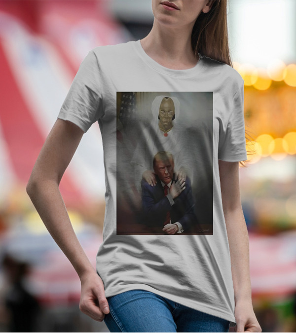 Yakub And Trump Iconic Painting With Flag Backdrop T-Shirt