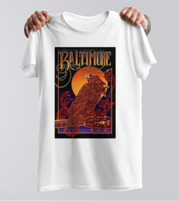 Baltimore October 31 November 1 2024 Sadie Mays Raven And Guitar T-Shirt