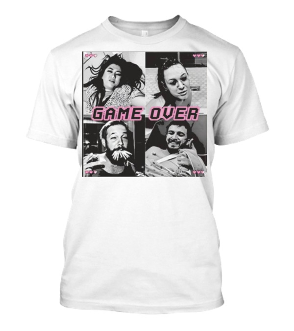 Basically Unfiltered Game Over Gaming Love Hearts T-Shirt