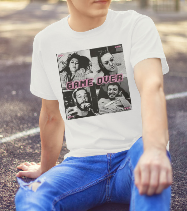 Basically Unfiltered Game Over Gaming Love Hearts T-Shirt