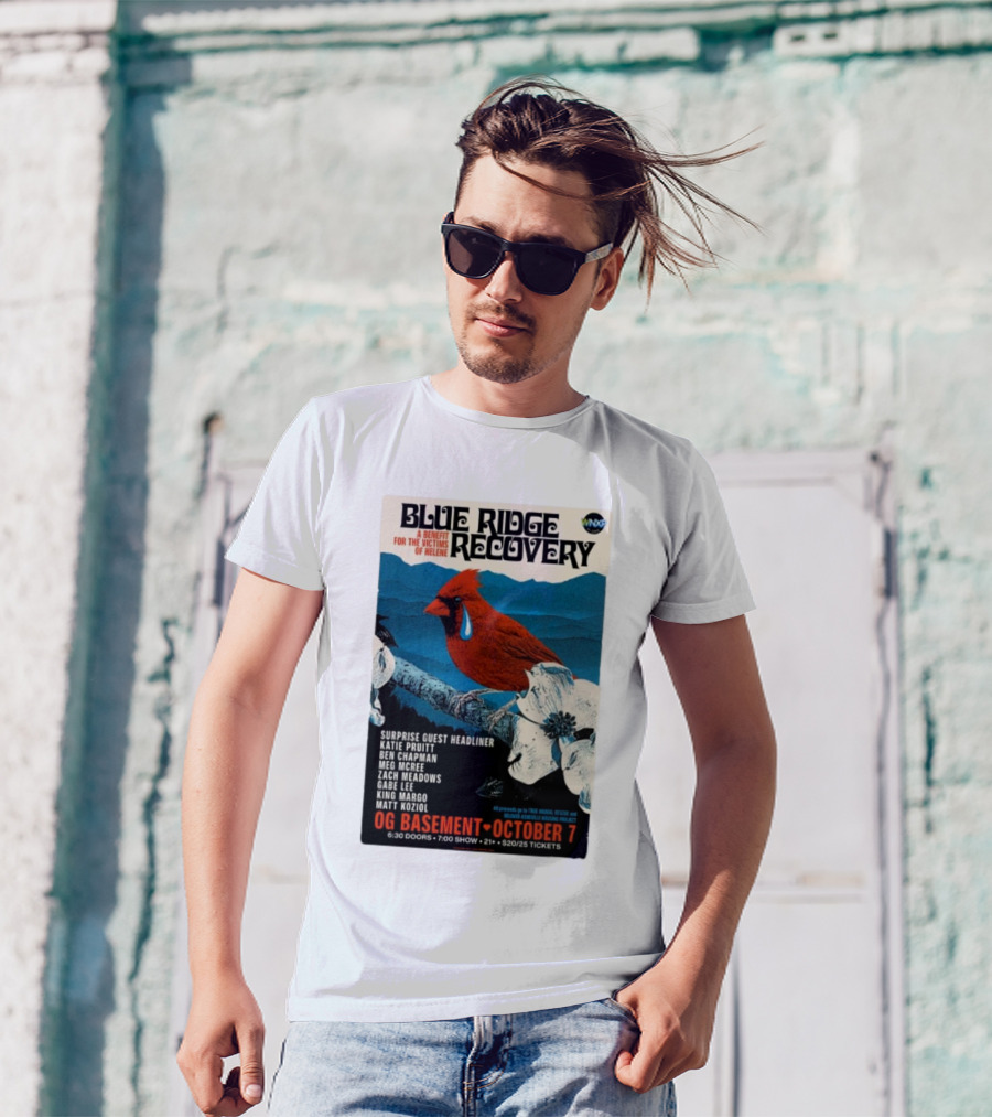 Blue Ridge Recovery Benefit Nashville Oct 7 2024 OG Basement Concert Event T-Shirt