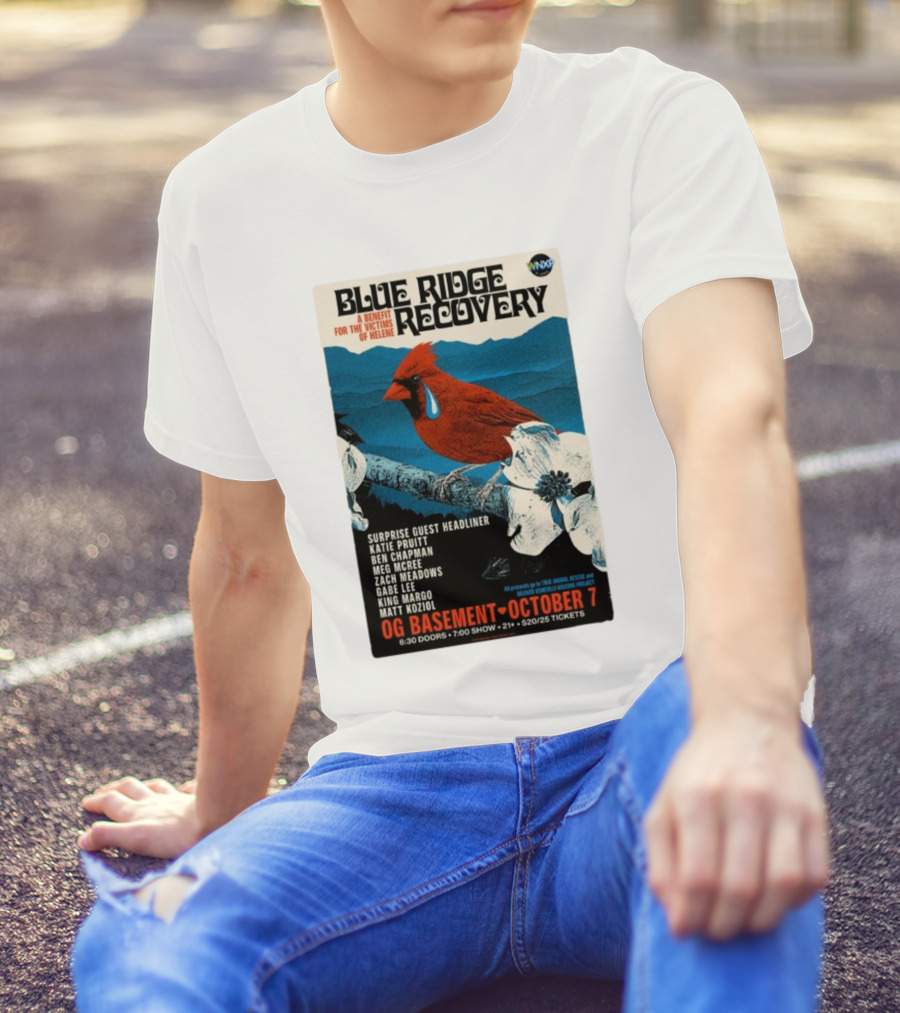 Blue Ridge Recovery Benefit Nashville Oct 7 2024 OG Basement Concert Event T-Shirt
