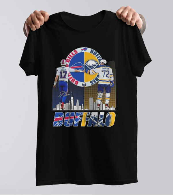 Buffalo Bills Allen Sabres Thompson City Champions Signatures 2024 Skyline T-Shirt