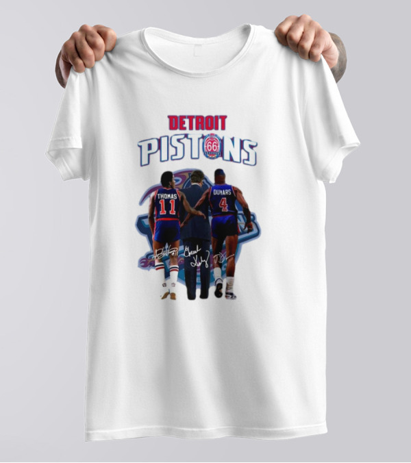Detroit Pistons 66th Anniversary Thomas Dumars Signatures NBA Legends T-Shirt