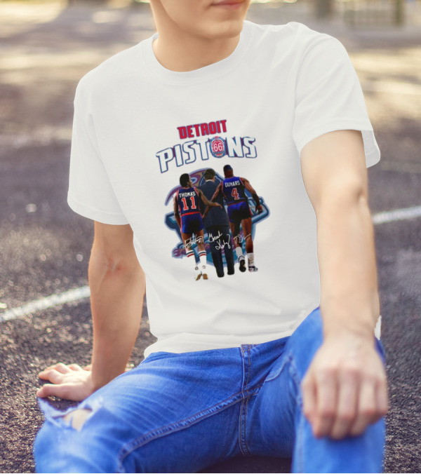 Detroit Pistons 66th Anniversary Thomas Dumars Signatures NBA Legends T-Shirt