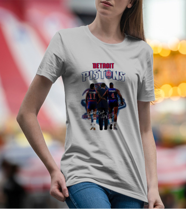 Detroit Pistons 66th Anniversary Thomas Dumars Signatures NBA Legends T-Shirt