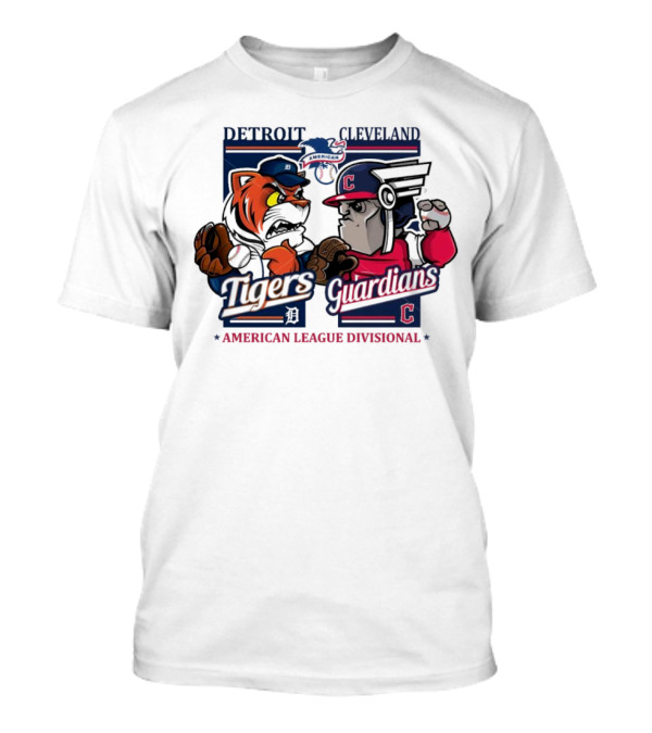 Detroit Tigers Cleveland Guardians American League Divisional 2024 Mascots Clash T-Shirt