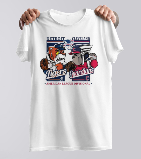 Detroit Tigers Cleveland Guardians American League Divisional 2024 Mascots Clash T-Shirt