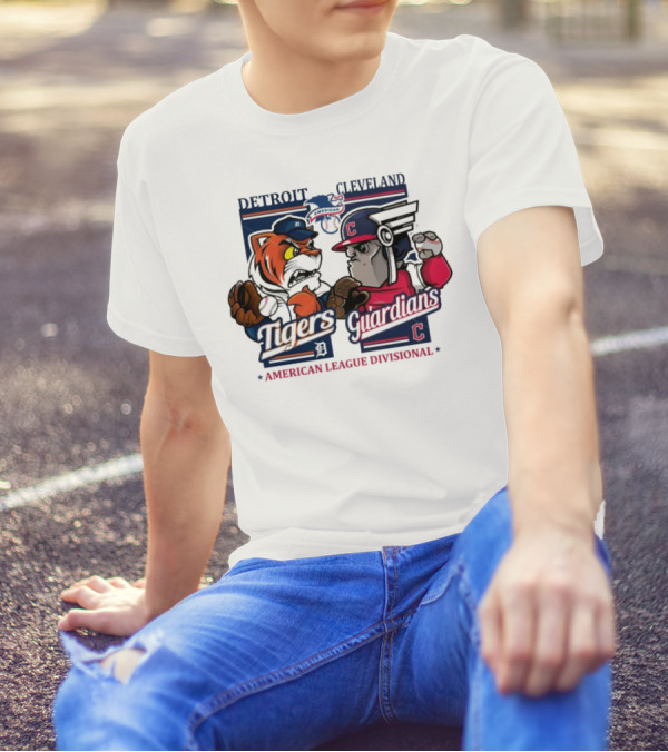 Detroit Tigers Cleveland Guardians American League Divisional 2024 Mascots Clash T-Shirt
