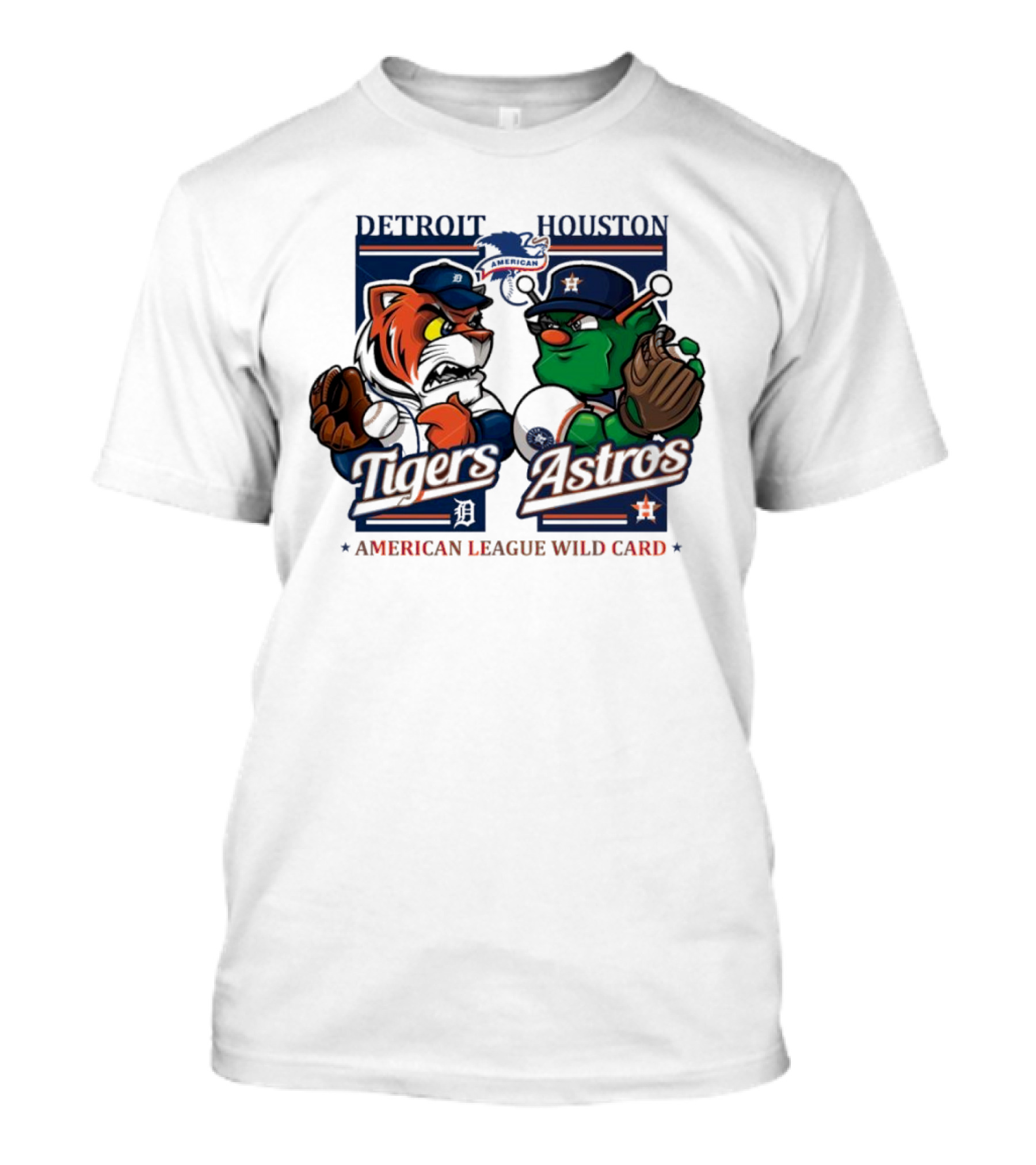 Detroit Tigers Vs Houston Astros American League Wild Card 2024 Mascots T-Shirt