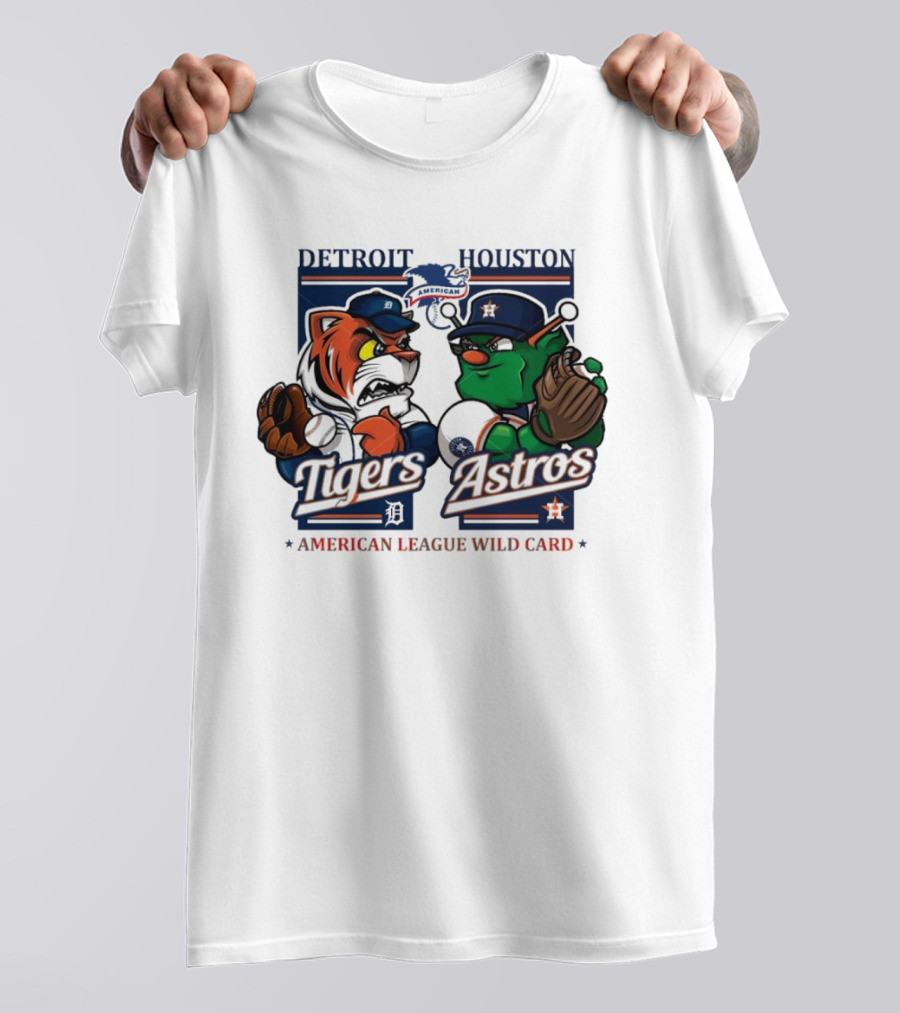 Detroit Tigers Vs Houston Astros American League Wild Card 2024 Mascots T-Shirt