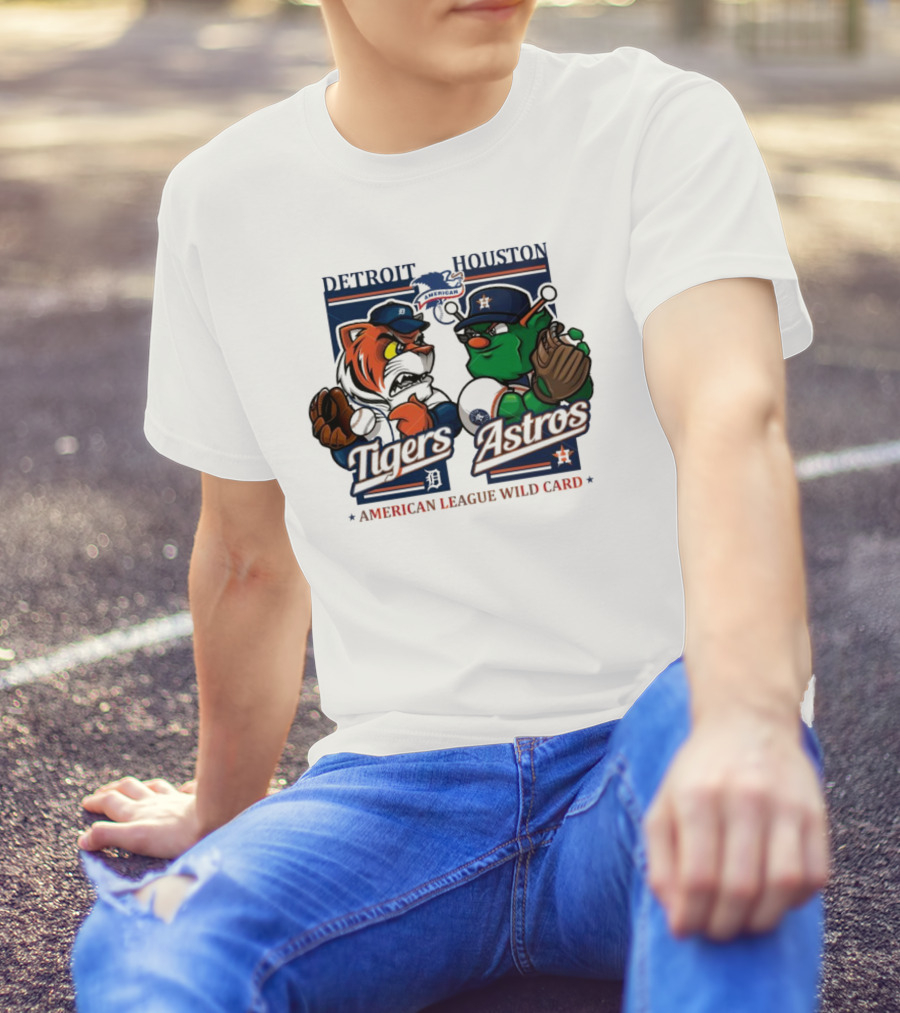 Detroit Tigers Vs Houston Astros American League Wild Card 2024 Mascots T-Shirt