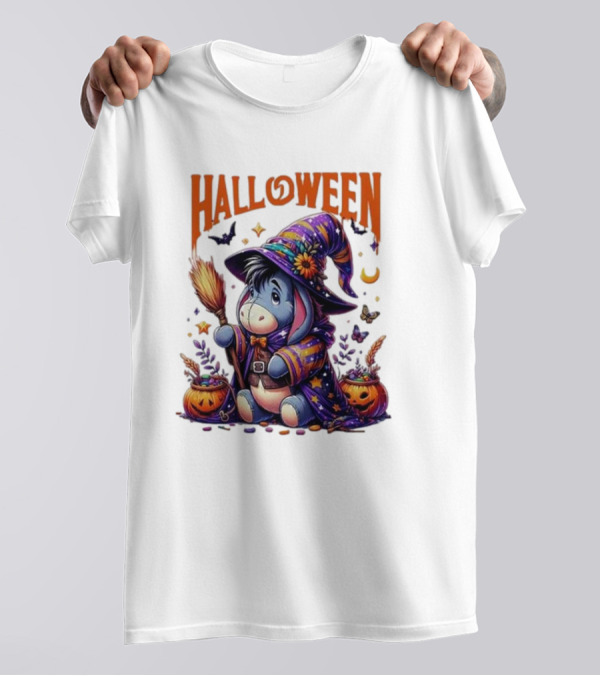 Halloween Eeyore Witch Winnie The Pooh Cartoon T-Shirt