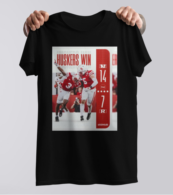 Huskers Win Final Nebraska 14 – 7 Rutgers Scarlet Knights Woodhouse T-Shirt