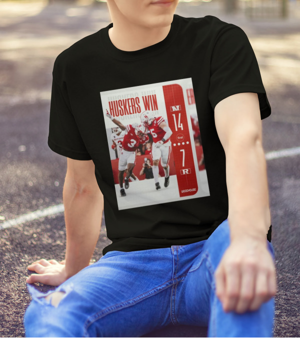 Huskers Win Final Nebraska 14 – 7 Rutgers Scarlet Knights Woodhouse T-Shirt