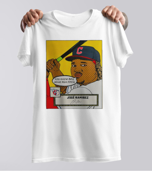 José Ramirez Cleveland Guardians Pop Art You Know Bro Home Run Pitch Signature T-Shirt