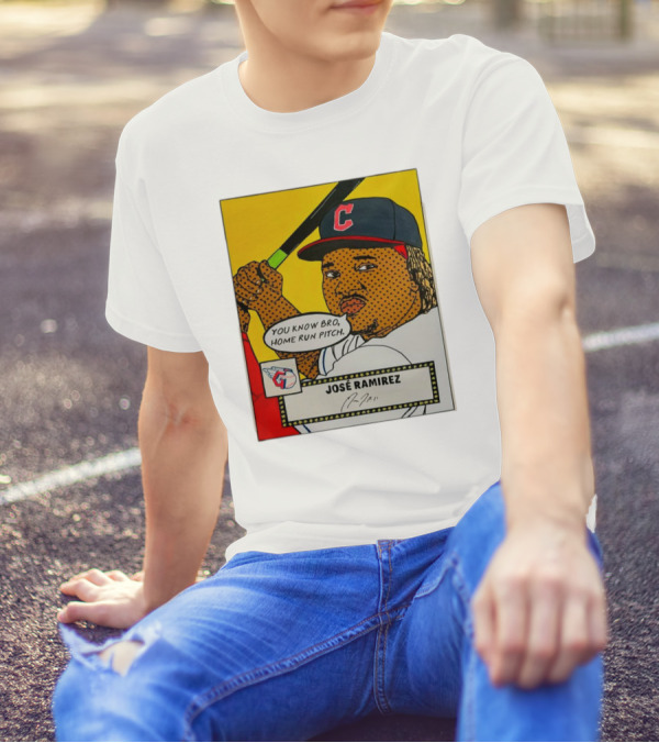 José Ramirez Cleveland Guardians Pop Art You Know Bro Home Run Pitch Signature T-Shirt