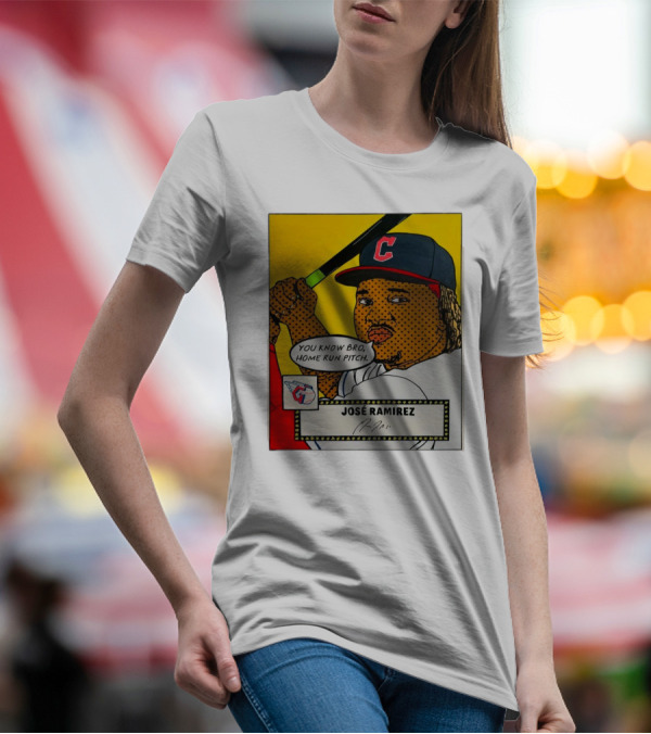 José Ramirez Cleveland Guardians Pop Art You Know Bro Home Run Pitch Signature T-Shirt