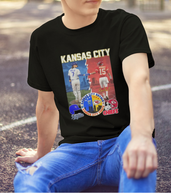 Kansas City Royals Witt Jr. And Chiefs Mahomes 2024 Signatures Championship Collaboration T-Shirt