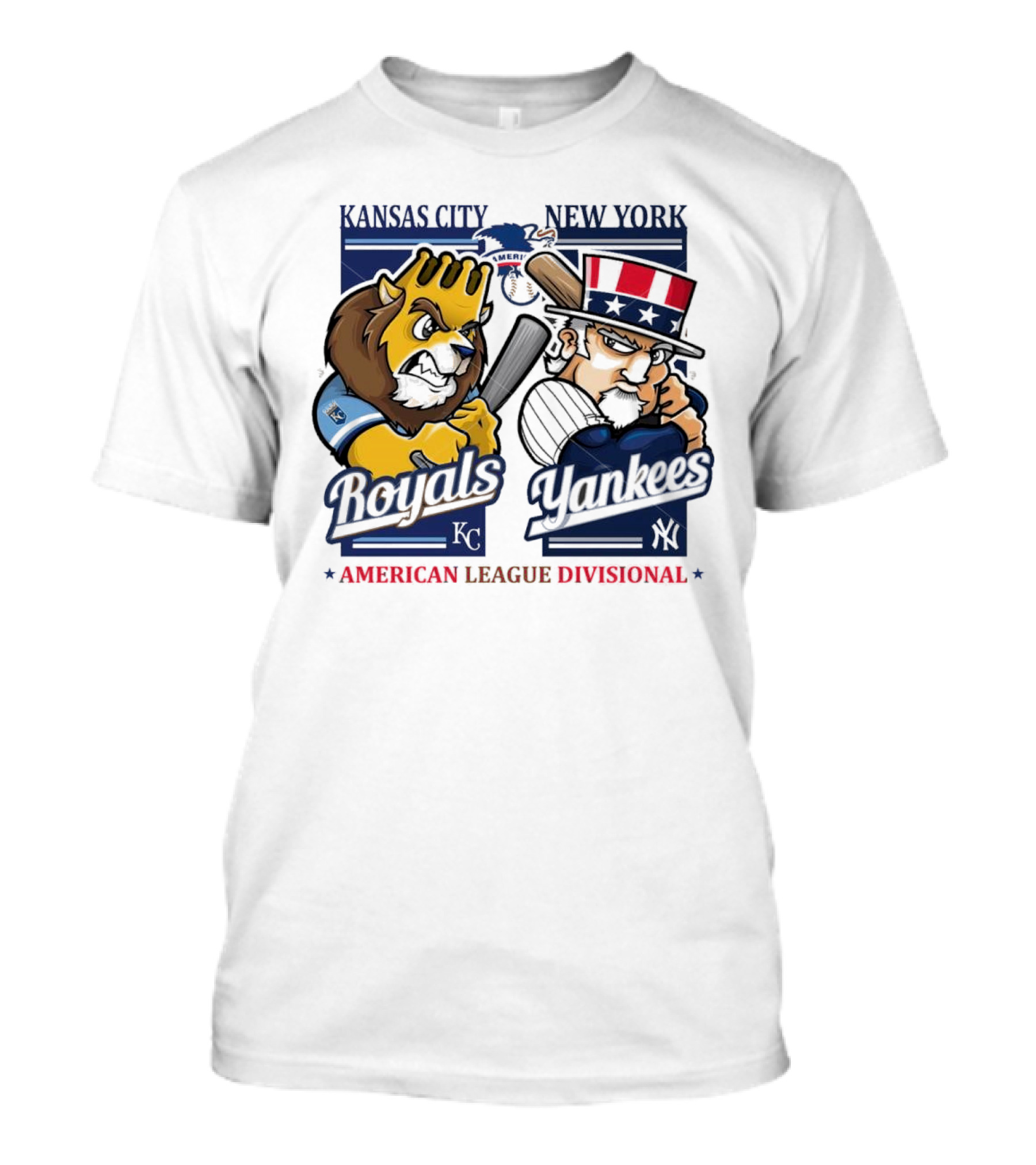 Kansas City Royals New York Yankees American League Divisional 2024 Mascots T-Shirt