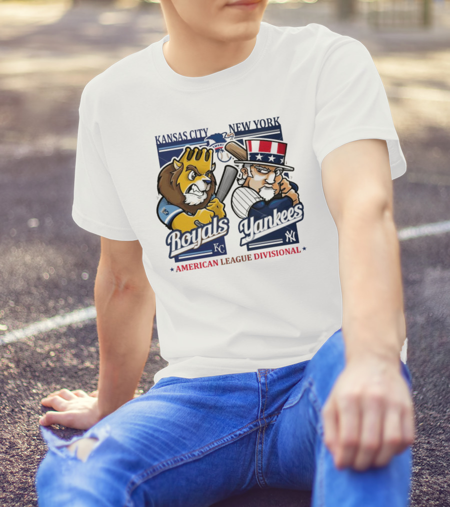 Kansas City Royals New York Yankees American League Divisional 2024 Mascots T-Shirt