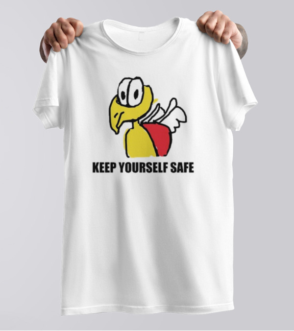 KEEP YOURSELF SAFE Yellow Bird Drawing T-Shirt
