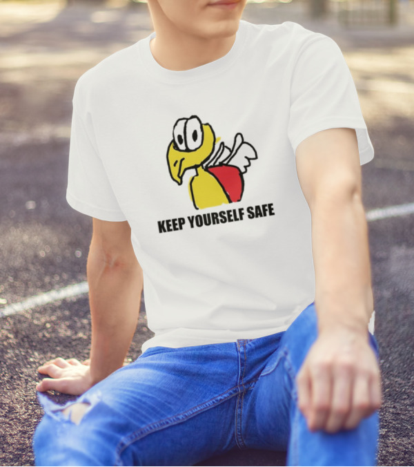 KEEP YOURSELF SAFE Yellow Bird Drawing T-Shirt