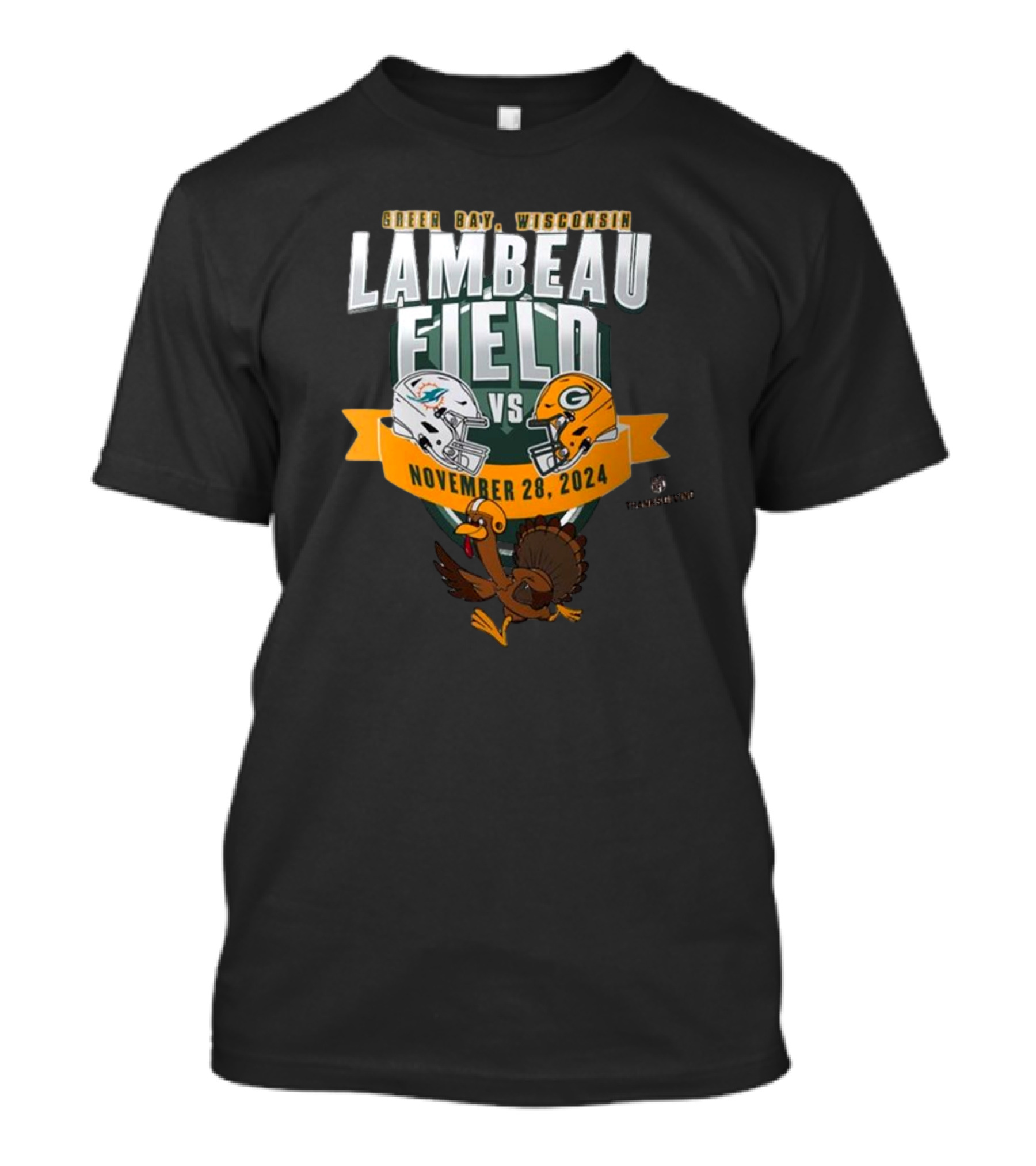 Lambeau Field Green Bay Wisconsin Green Bay Packers Vs Miami Dolphins November 28 2024 Turkey Football Matchup T-Shirt