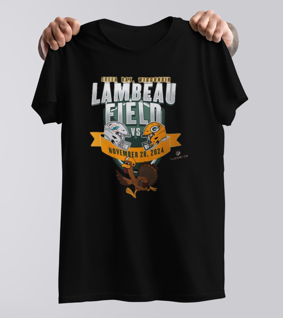 Lambeau Field Green Bay Wisconsin Green Bay Packers Vs Miami Dolphins November 28 2024 Turkey Football Matchup T-Shirt