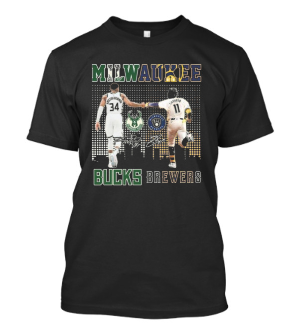 Milwaukee Bucks Antetokounmpo Milwaukee Brewers Chourio 2024 Signatures T-Shirt