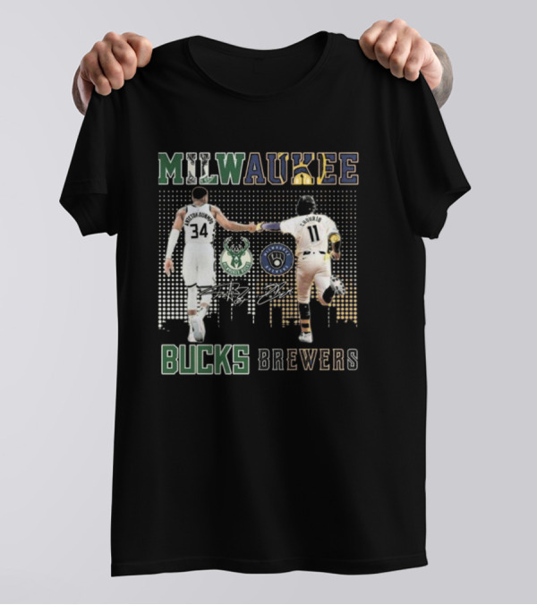 Milwaukee Bucks Antetokounmpo Milwaukee Brewers Chourio 2024 Signatures T-Shirt