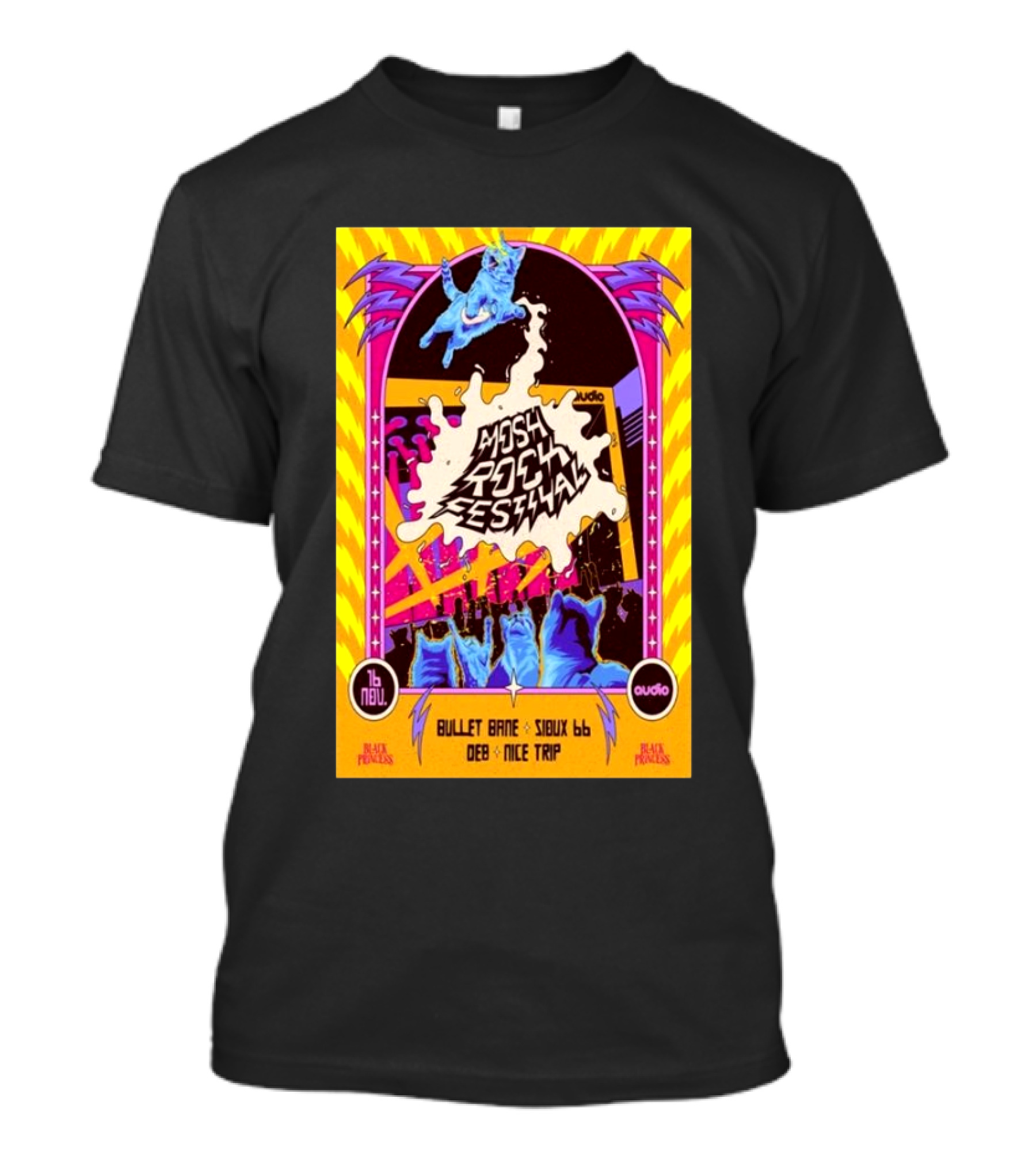 MOSH Rock Festival November 16th 2024 Bullet Bane Sioux 66 Deb Nice Trip Audio Event T-Shirt