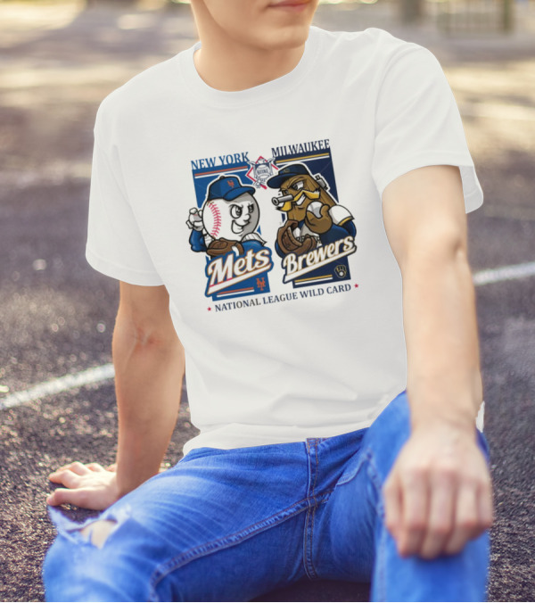 New York Mets Vs Milwaukee Brewers National League Wild Card 2024 Mascots T-Shirt