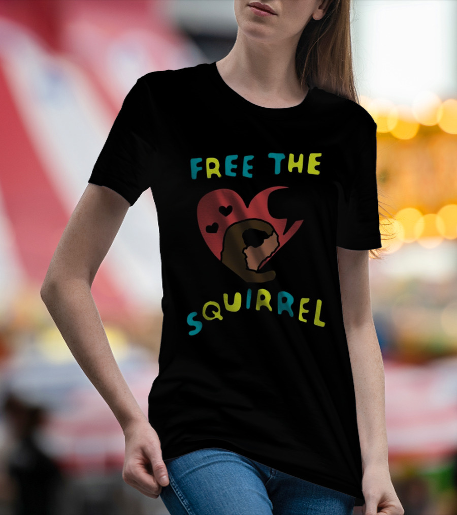 Free The Squirrel I Like Trains Heart Speech Bubble T-Shirt
